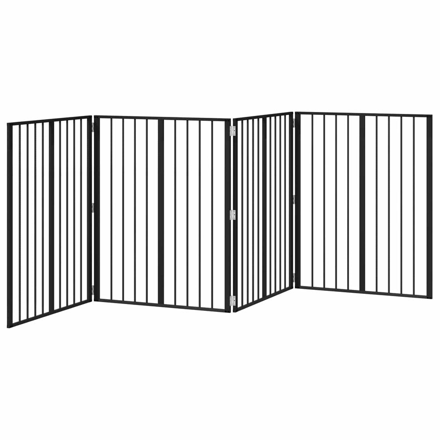 Hondenhek 4 pcs Zwart 80 x 100 cm Gegalvaniseerd staal
