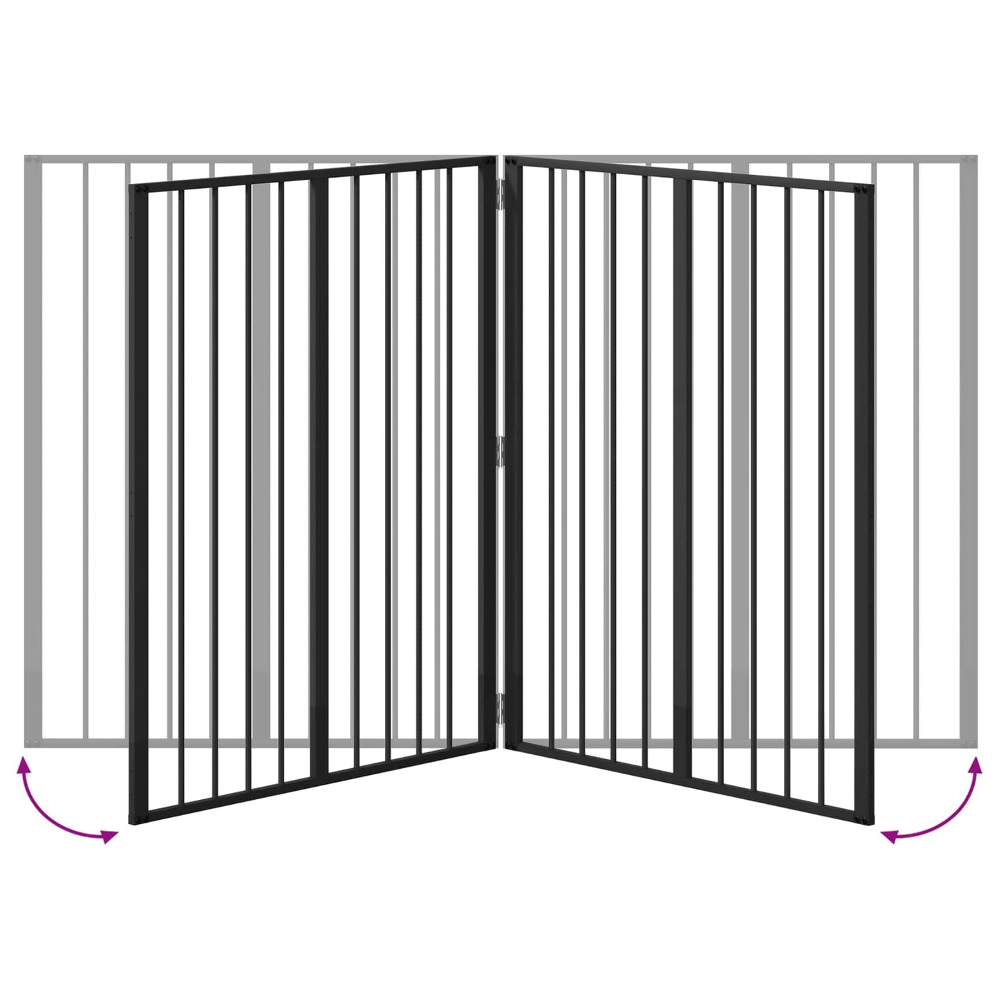 Hondenhek 4 pcs Zwart 80 x 100 cm Gegalvaniseerd staal