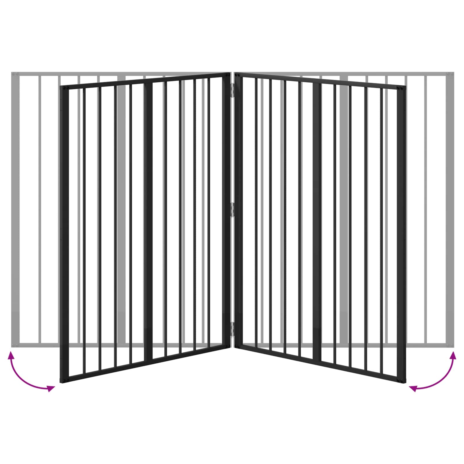 Hondenhek 4 pcs Zwart 80 x 100 cm Gegalvaniseerd staal