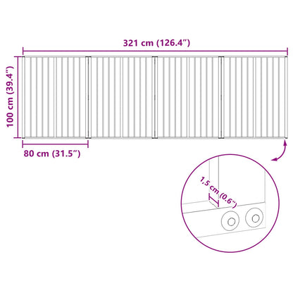 Hondenhek 4 pcs Zwart 80 x 100 cm Gegalvaniseerd staal