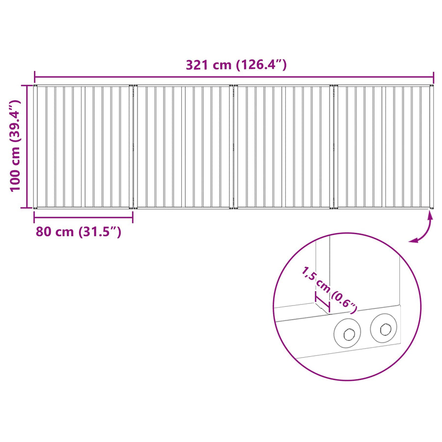 Hondenhek 4 pcs Zwart 80 x 100 cm Gegalvaniseerd staal