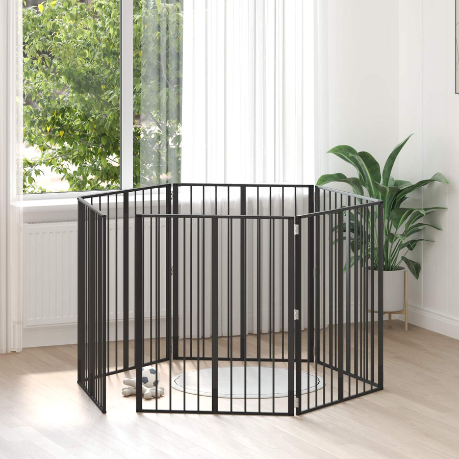 Hondenhek 6 pcs Zwart 80 x 100 cm Gegalvaniseerd staal