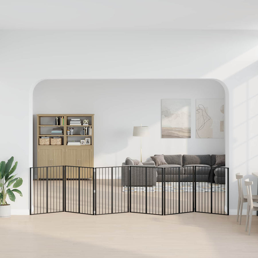 Hondenhek 6 pcs Zwart 80 x 100 cm Gegalvaniseerd staal