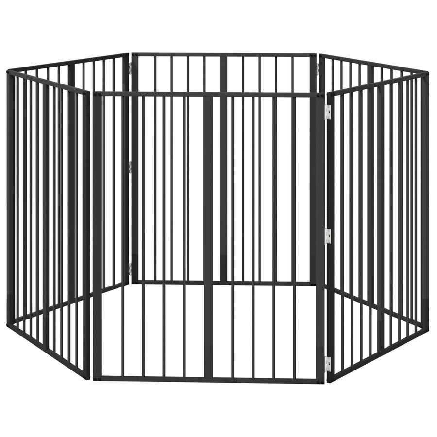 Hondenhek 6 pcs Zwart 80 x 100 cm Gegalvaniseerd staal