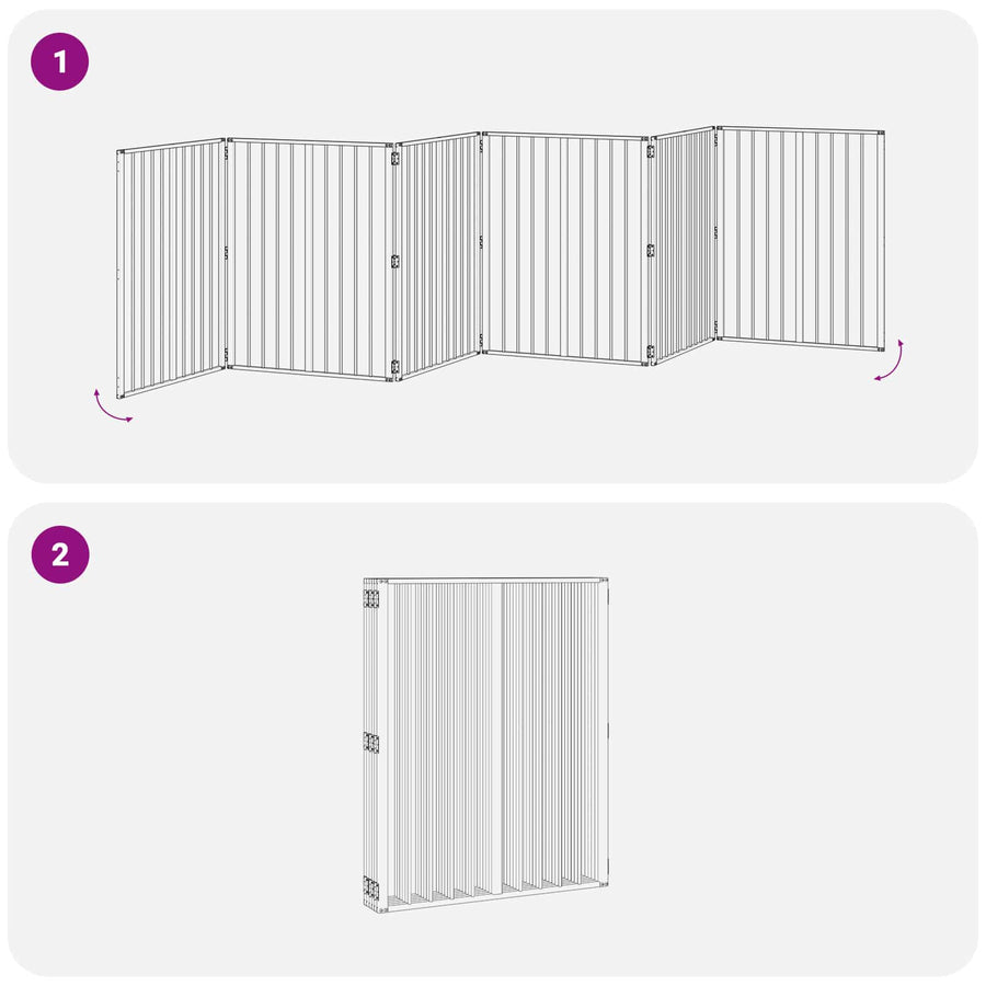Hondenhek 6 pcs Zwart 80 x 100 cm Gegalvaniseerd staal