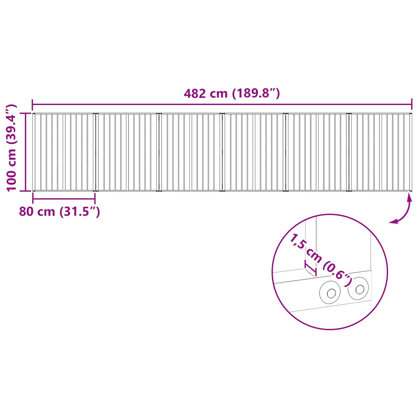 Hondenhek 6 pcs Zwart 80 x 100 cm Gegalvaniseerd staal