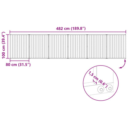 Hondenhek 6 pcs Zwart 80 x 100 cm Gegalvaniseerd staal