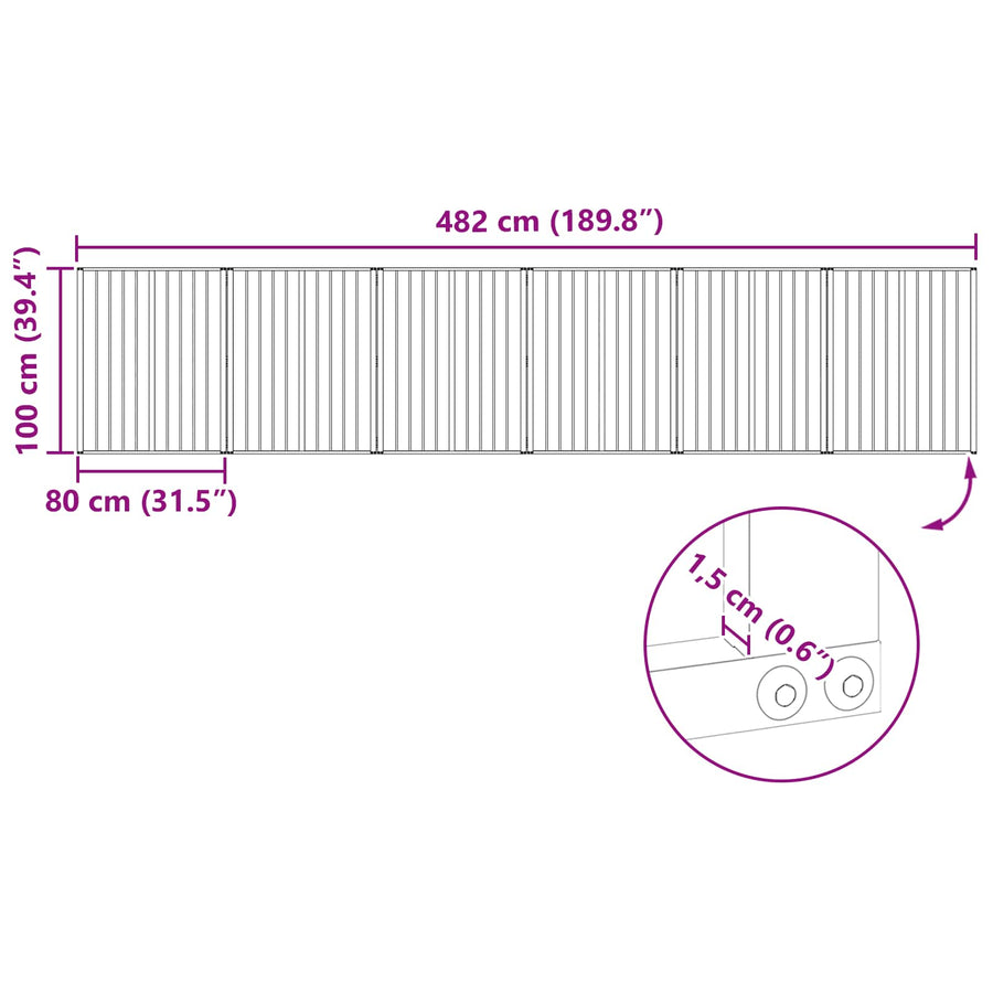 Hondenhek 6 pcs Zwart 80 x 100 cm Gegalvaniseerd staal