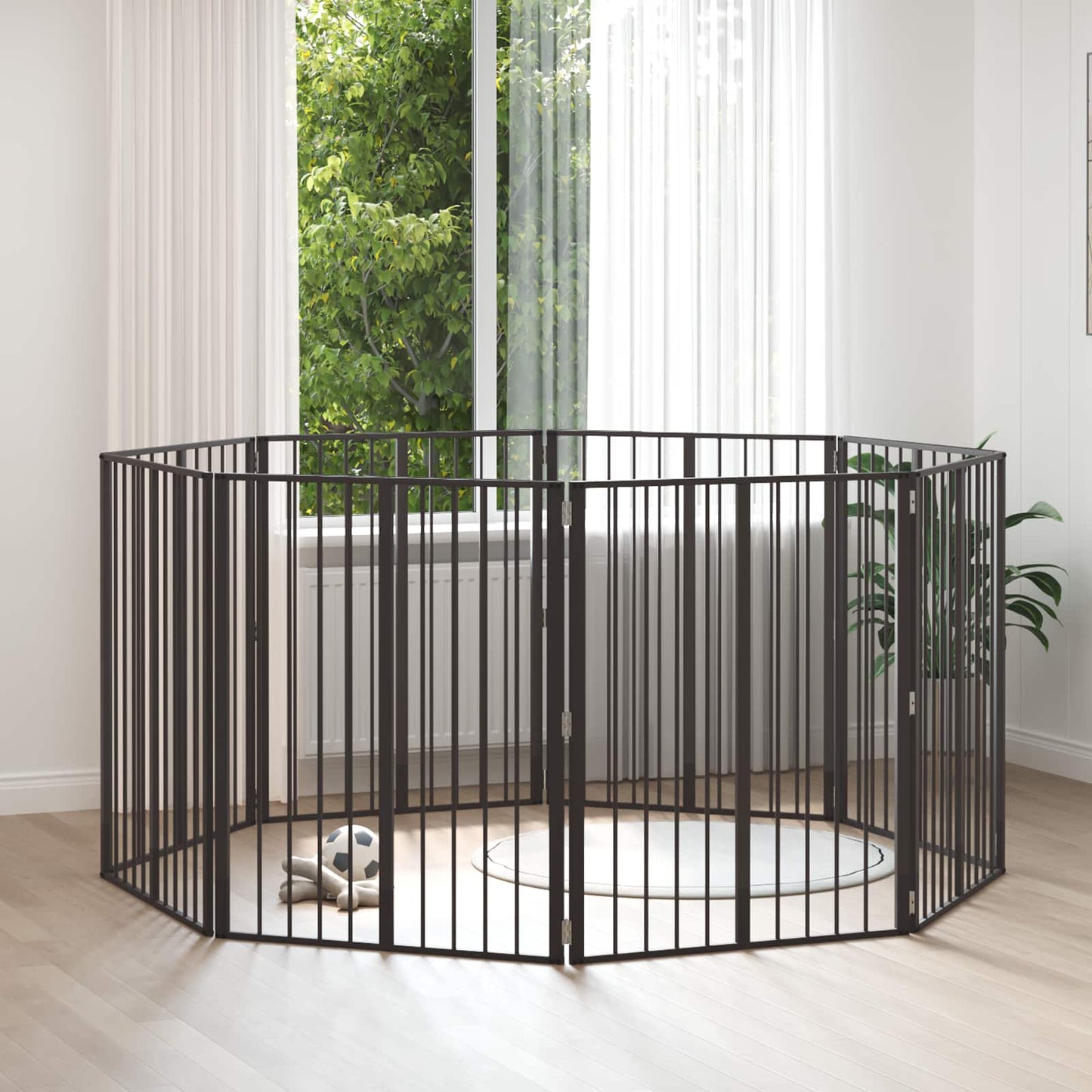 Hondenhek 8 pcs Zwart 80 x 100 cm Gegalvaniseerd staal