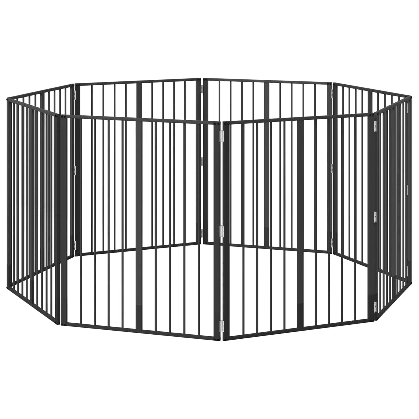 Hondenhek 8 pcs Zwart 80 x 100 cm Gegalvaniseerd staal