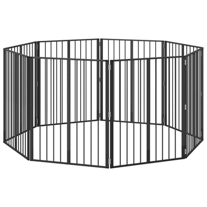 Hondenhek 8 pcs Zwart 80 x 100 cm Gegalvaniseerd staal
