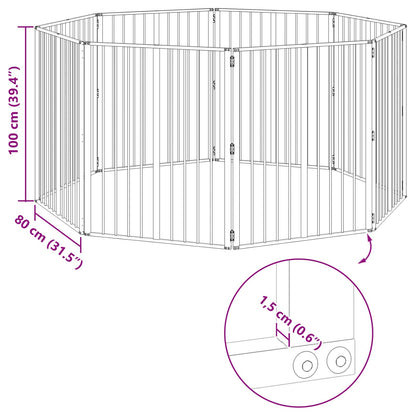 Hondenhek 8 pcs Zwart 80 x 100 cm Gegalvaniseerd staal