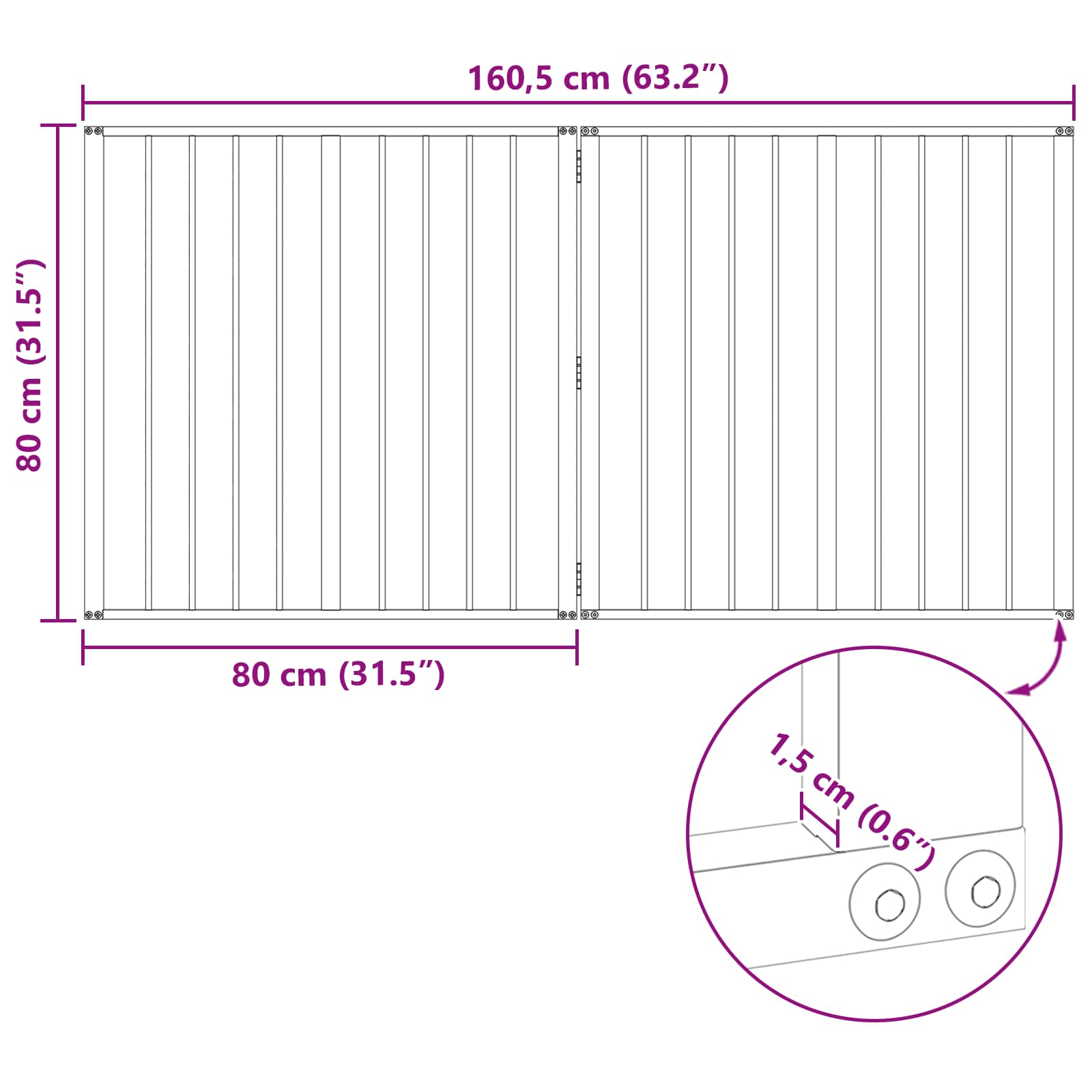 Hondenhek 2 pcs Zwart 80 x 80 cm Gegalvaniseerd staal
