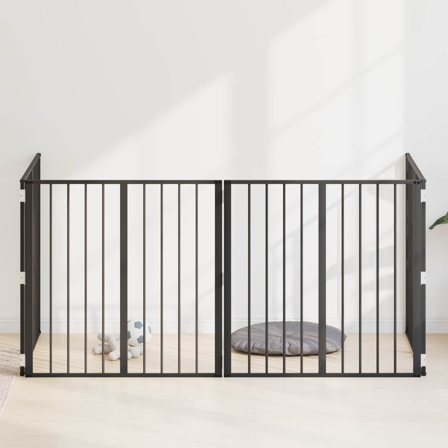 Hondenhek 4 pcs Zwart 80 x 80 cm Gegalvaniseerd staal