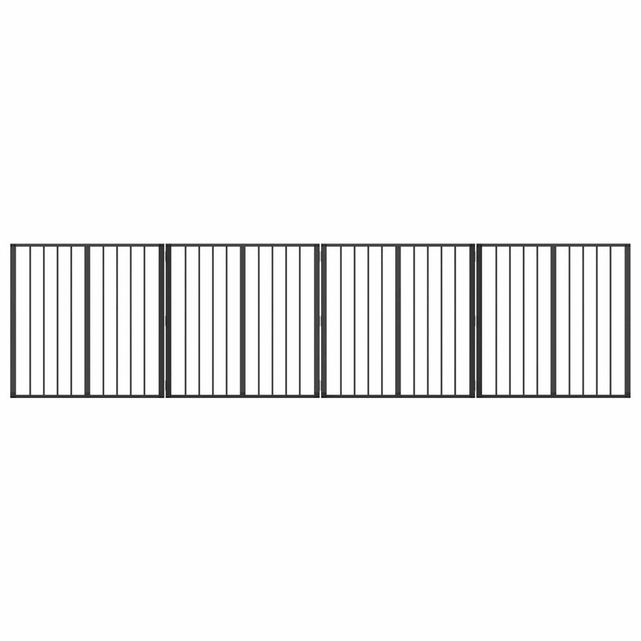 Hondenhek 4 pcs Zwart 80 x 80 cm Gegalvaniseerd staal
