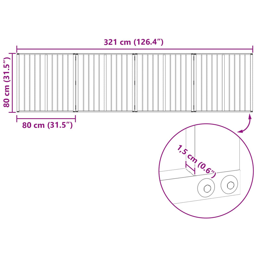 Hondenhek 4 pcs Zwart 80 x 80 cm Gegalvaniseerd staal