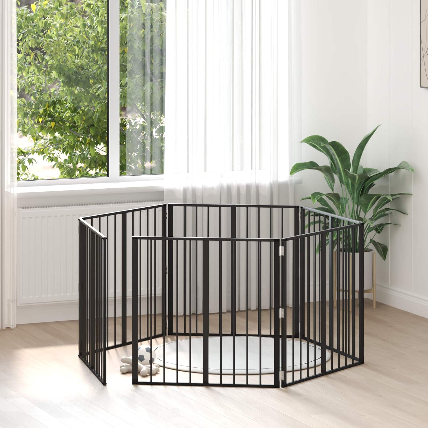 Hondenhek 6 pcs Zwart 80 x 80 cm Gegalvaniseerd staal