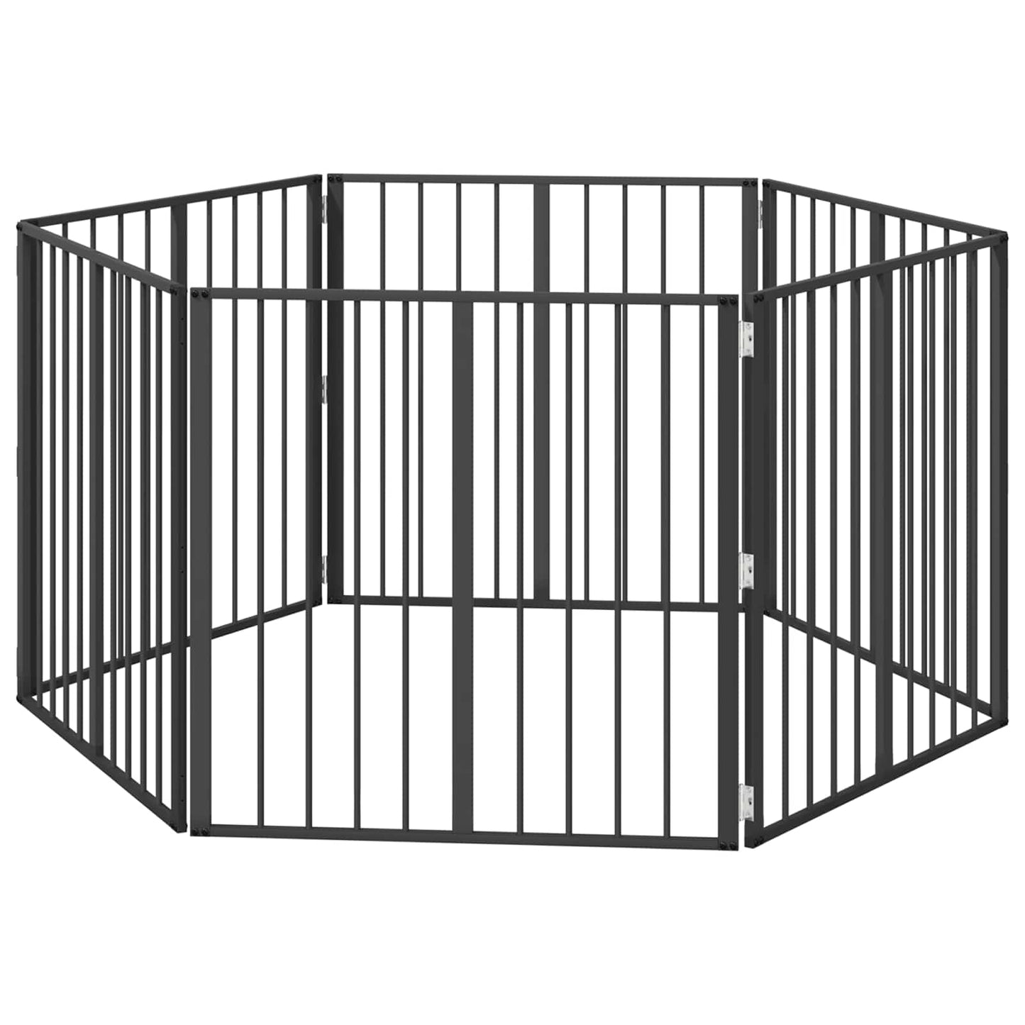 Hondenhek 6 pcs Zwart 80 x 80 cm Gegalvaniseerd staal