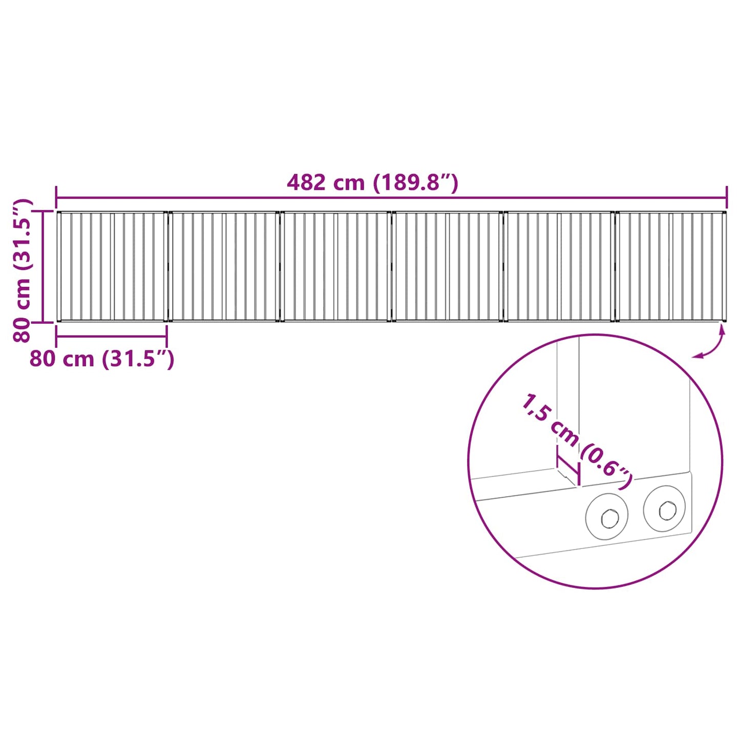 Hondenhek 6 pcs Zwart 80 x 80 cm Gegalvaniseerd staal