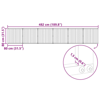 Hondenhek 6 pcs Zwart 80 x 80 cm Gegalvaniseerd staal