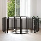 Dog Gate 8 pcs Black 80 x 80 cm Galvanized Steel