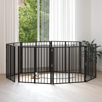 Hondenhek 8 pcs Zwart 80 x 80 cm Gegalvaniseerd staal