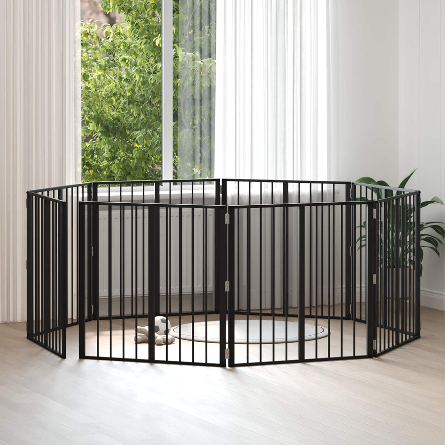 Hondenhek 8 pcs Zwart 80 x 80 cm Gegalvaniseerd staal