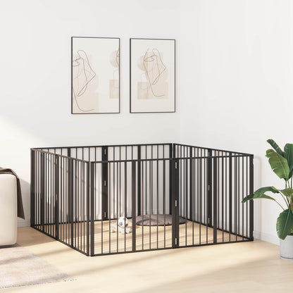 Hondenhek 8 pcs Zwart 80 x 80 cm Gegalvaniseerd staal