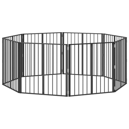 Hondenhek 8 pcs Zwart 80 x 80 cm Gegalvaniseerd staal
