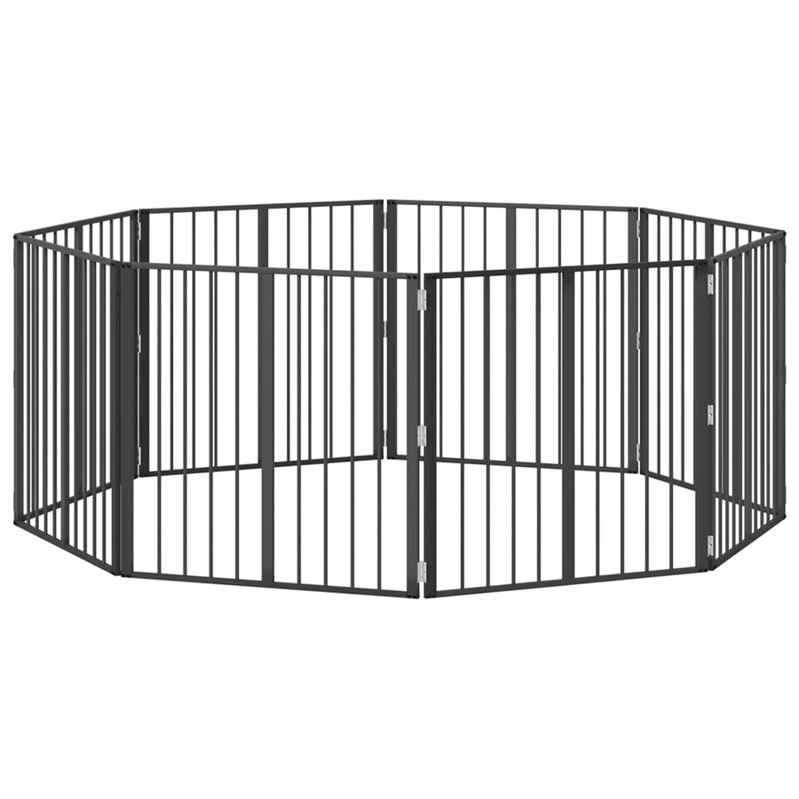 Hondenhek 8 pcs Zwart 80 x 80 cm Gegalvaniseerd staal