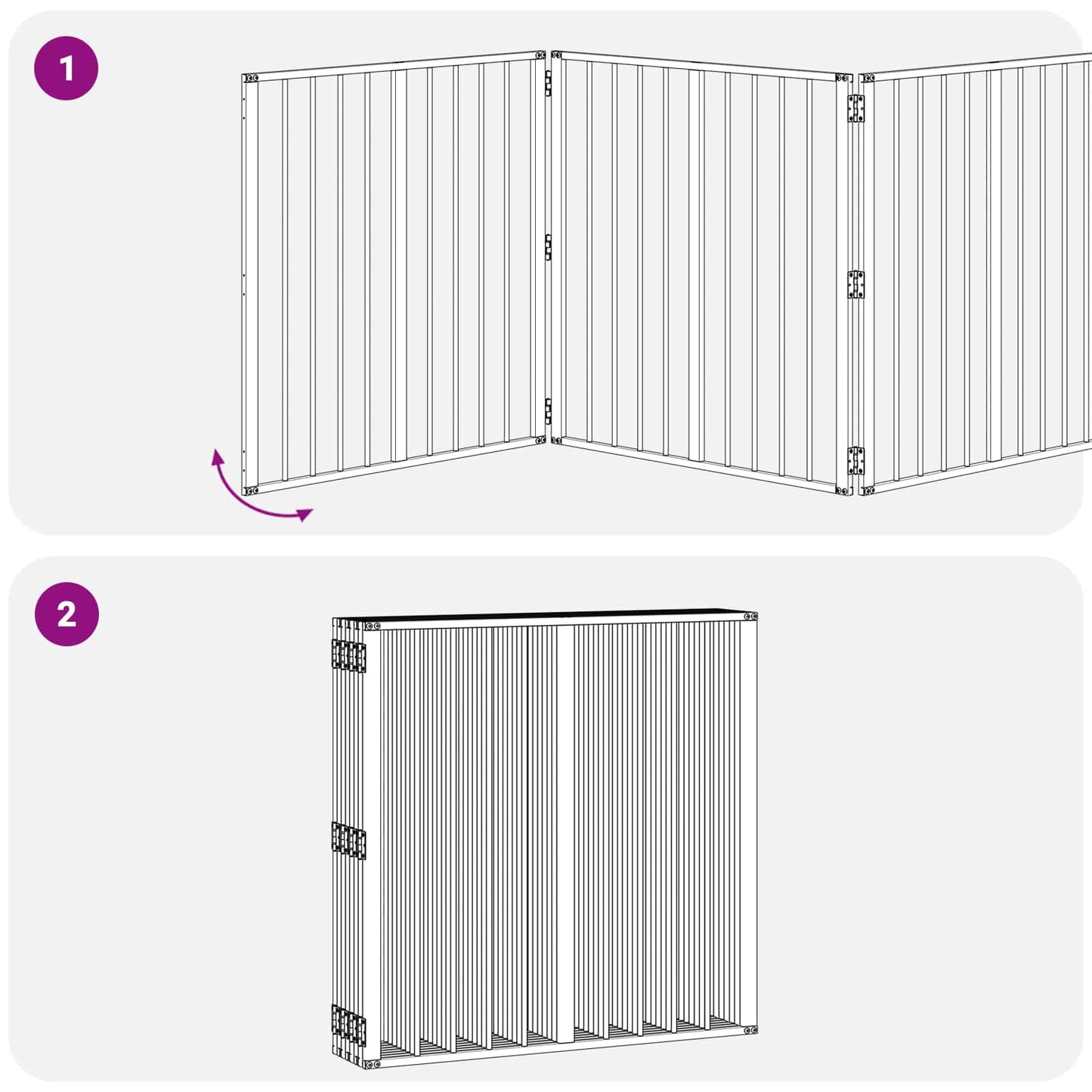 Hondenhek 8 pcs Zwart 80 x 80 cm Gegalvaniseerd staal