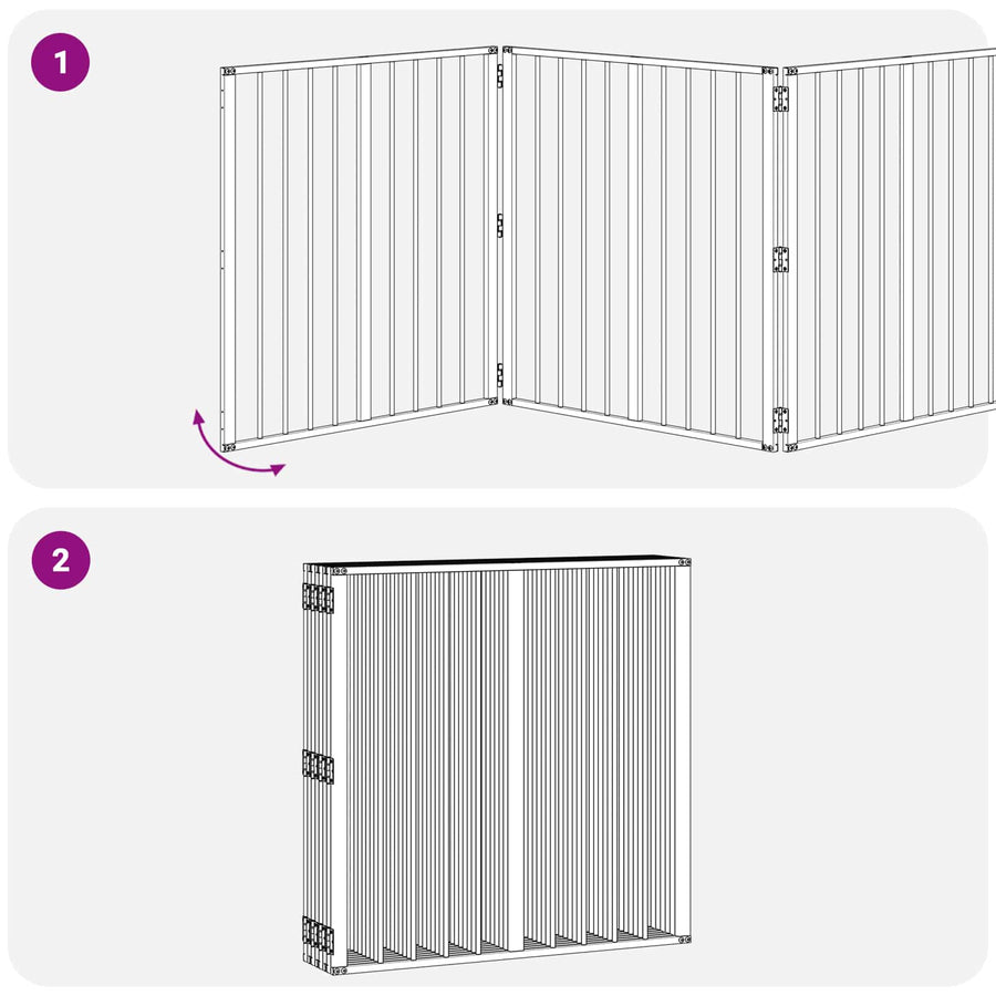Hondenhek 8 pcs Zwart 80 x 80 cm Gegalvaniseerd staal