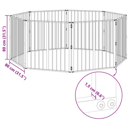 Hondenhek 8 pcs Zwart 80 x 80 cm Gegalvaniseerd staal