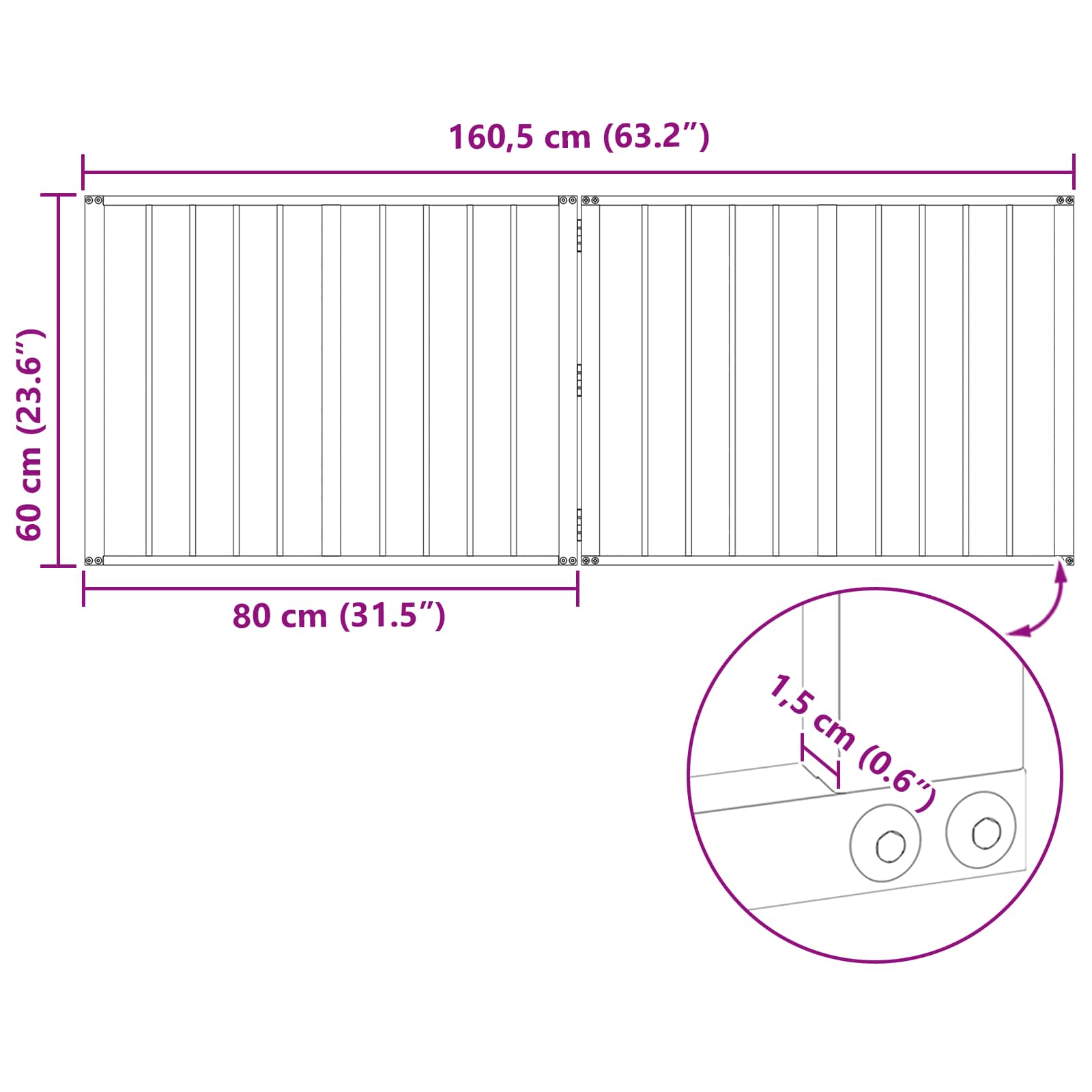 Hondenhek 2 pcs Zwart 80 x 60 cm Gegalvaniseerd staal
