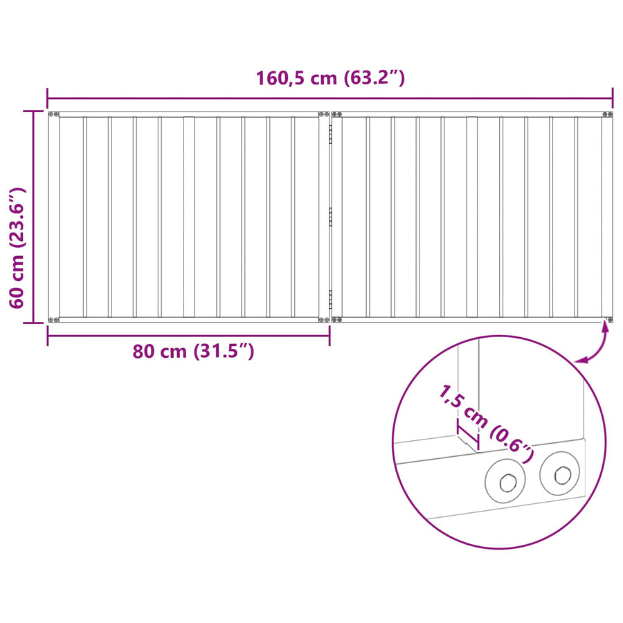Hondenhek 2 pcs Zwart 80 x 60 cm Gegalvaniseerd staal