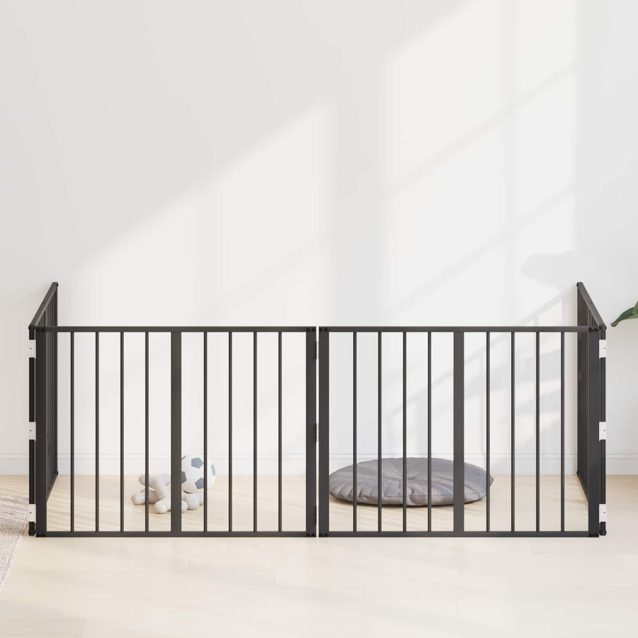 Hondenhek 4 pcs Zwart 80 x 60 cm Gegalvaniseerd staal