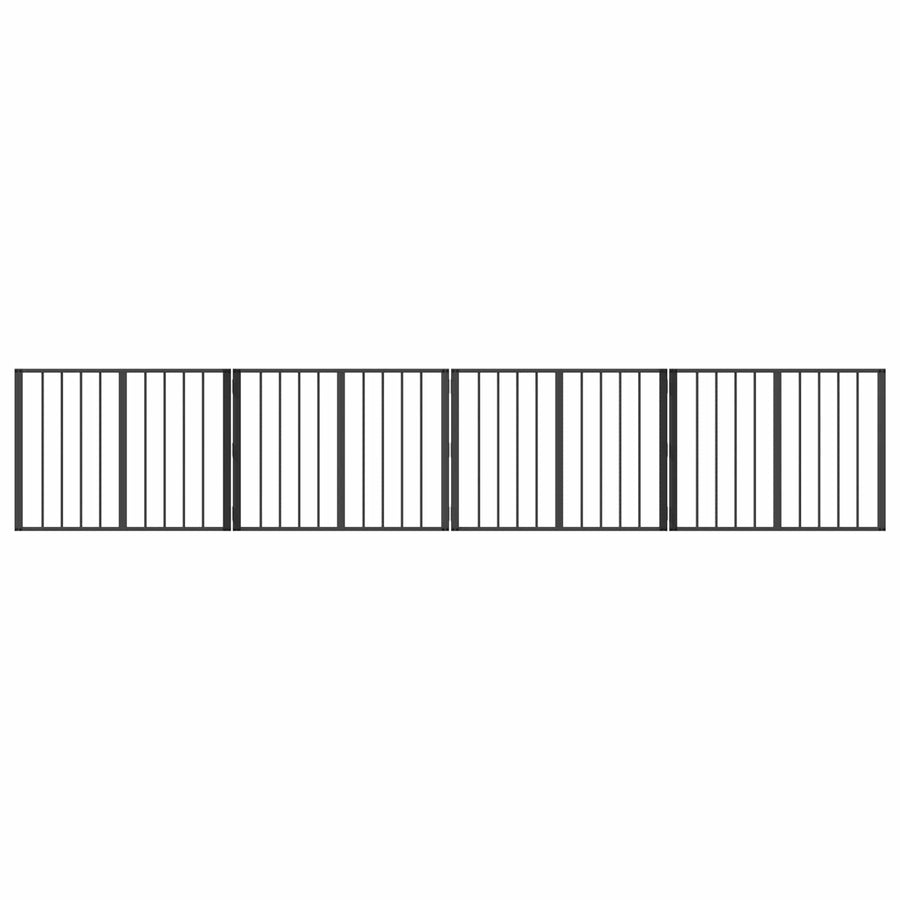 Hondenhek 4 pcs Zwart 80 x 60 cm Gegalvaniseerd staal