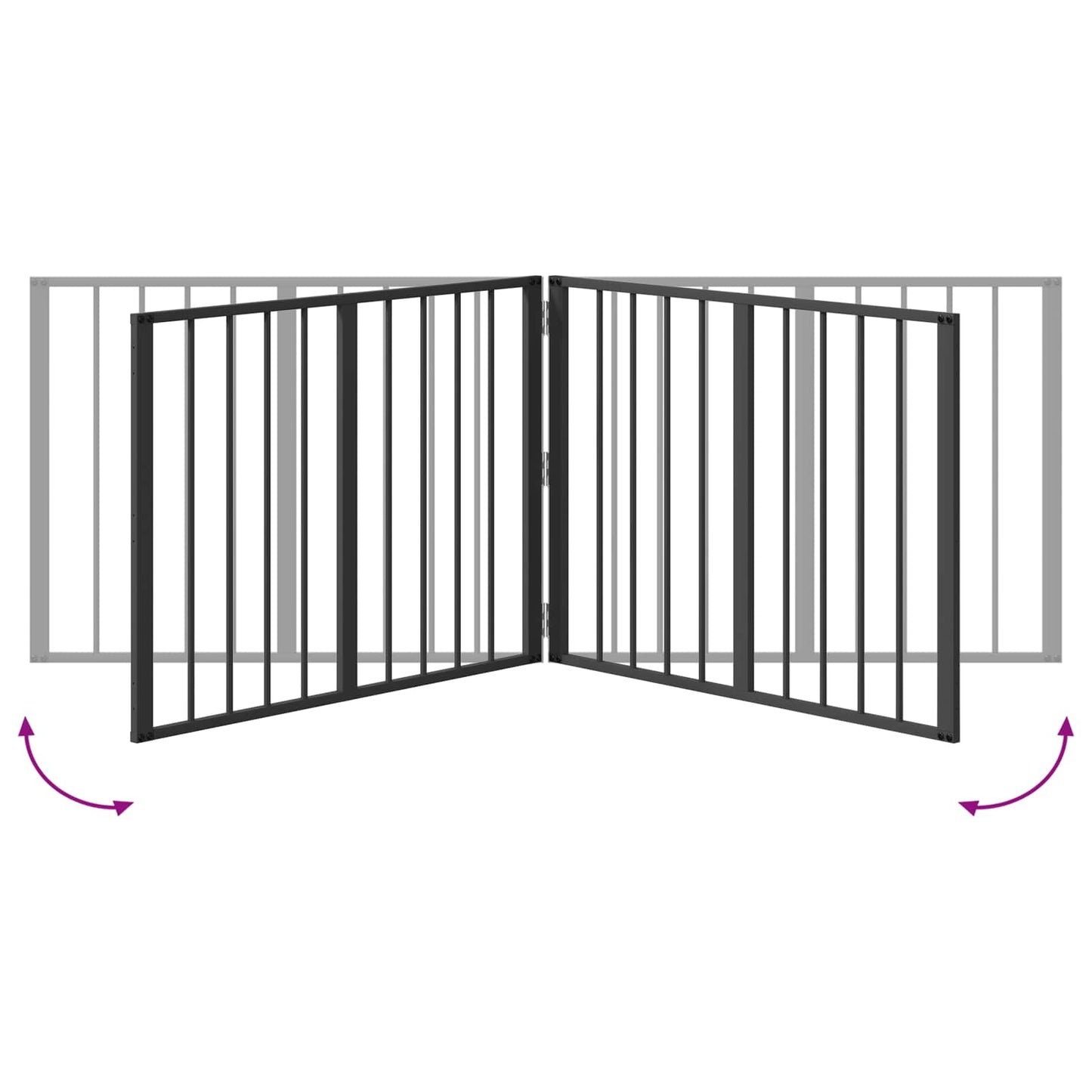 Hondenhek 4 pcs Zwart 80 x 60 cm Gegalvaniseerd staal