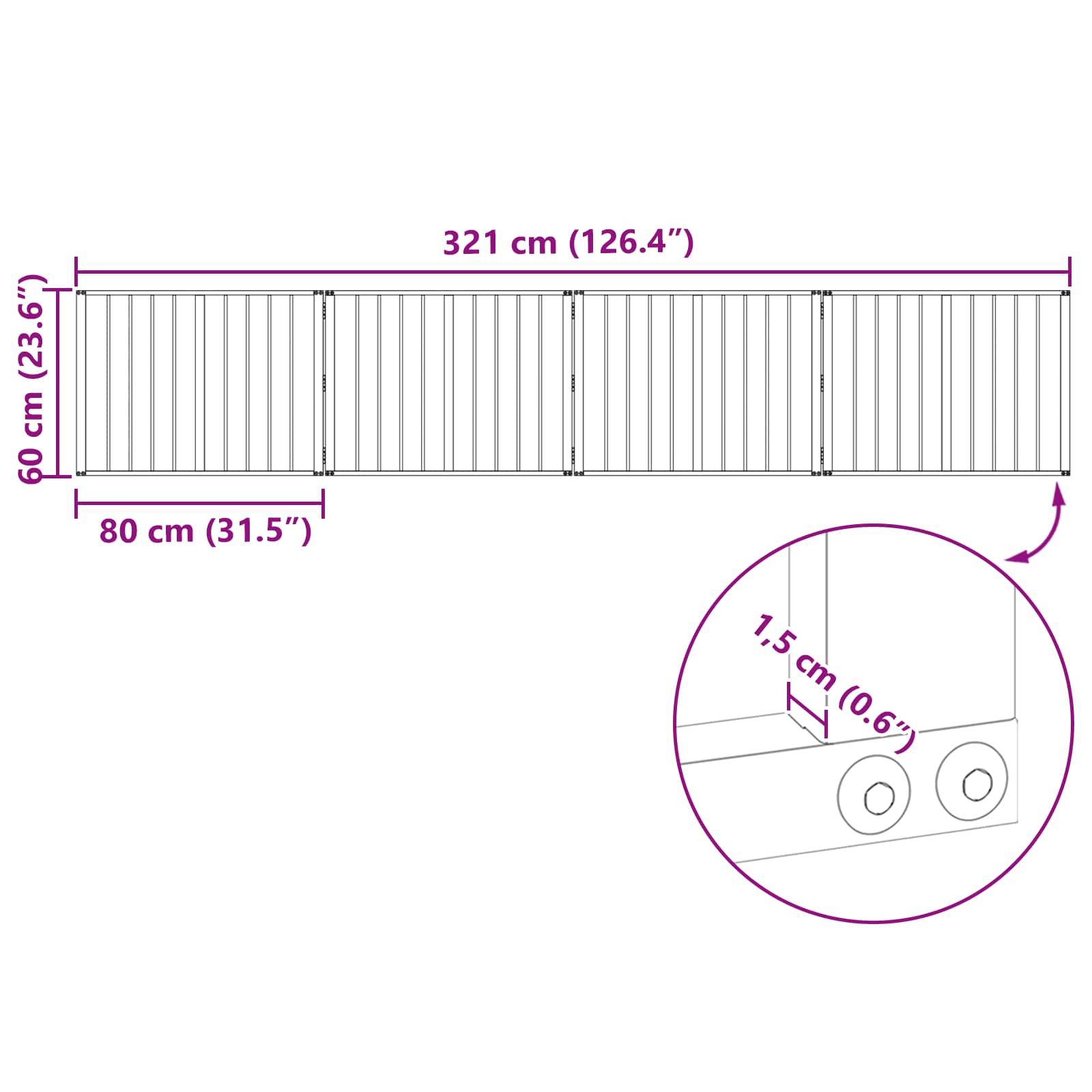 Hondenhek 4 pcs Zwart 80 x 60 cm Gegalvaniseerd staal