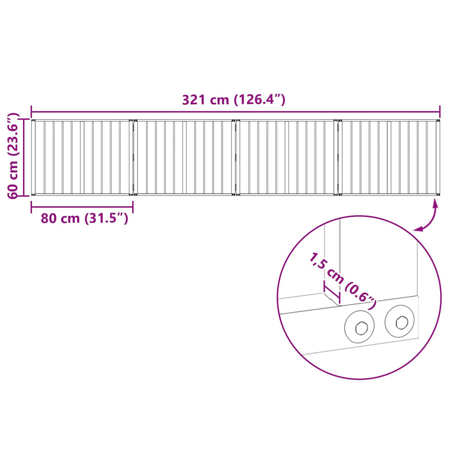 Hondenhek 4 pcs Zwart 80 x 60 cm Gegalvaniseerd staal