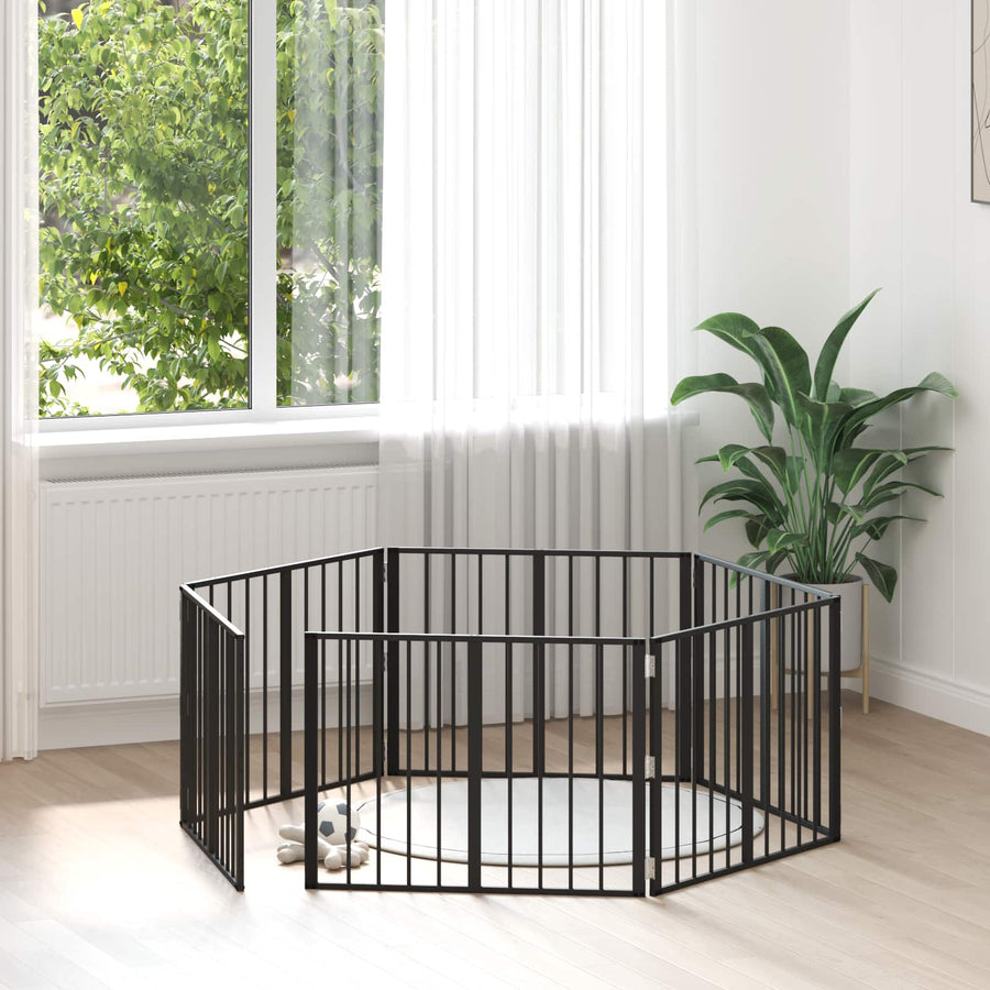 Hondenhek 6 pcs Zwart 80 x 60 cm Gegalvaniseerd staal