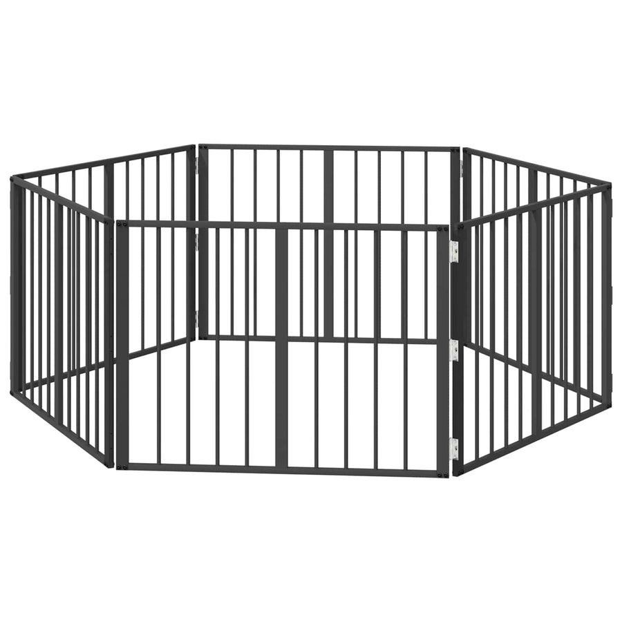 Hondenhek 6 pcs Zwart 80 x 60 cm Gegalvaniseerd staal