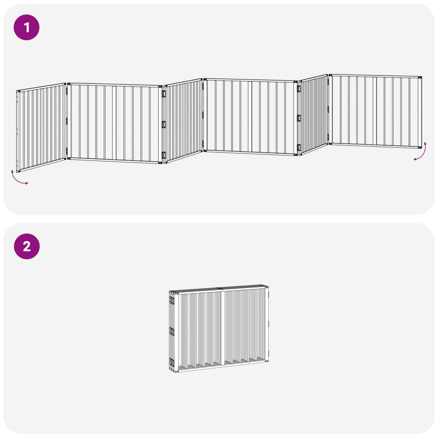 Hondenhek 6 pcs Zwart 80 x 60 cm Gegalvaniseerd staal