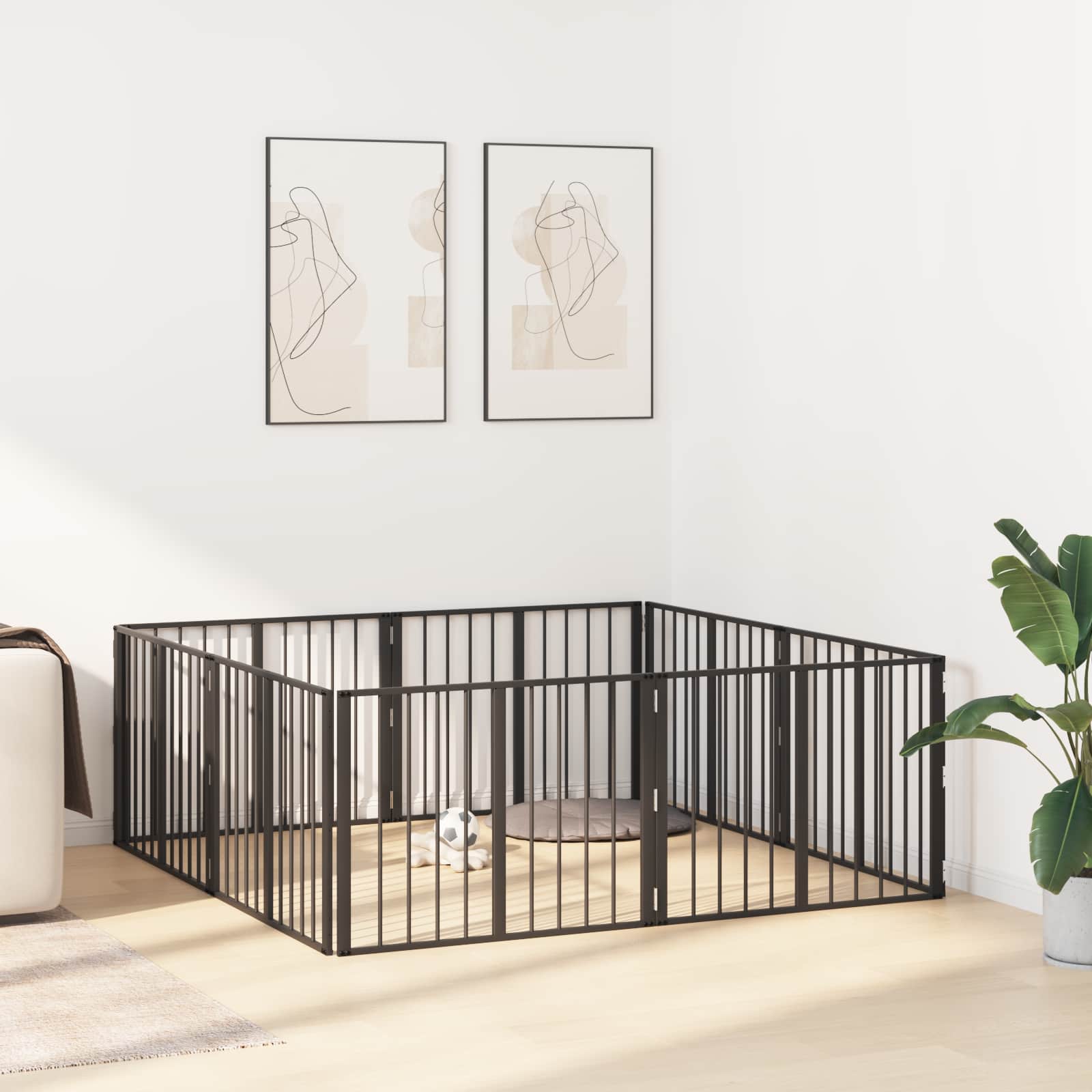 Hondenhek 8 pcs Zwart 80 x 60 cm Gegalvaniseerd staal