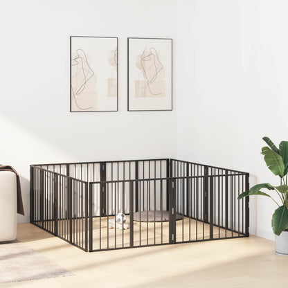 Hondenhek 8 pcs Zwart 80 x 60 cm Gegalvaniseerd staal