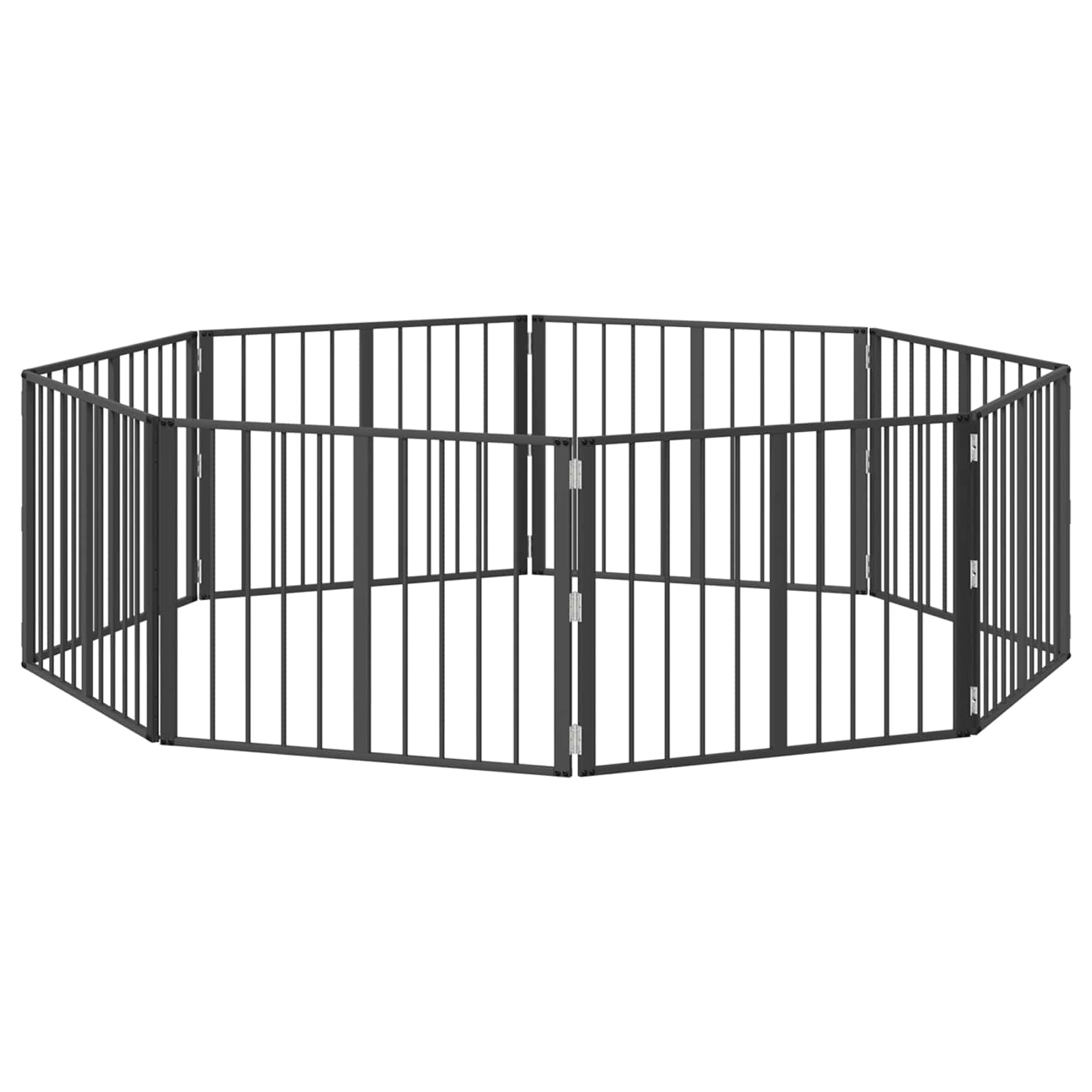 Hondenhek 8 pcs Zwart 80 x 60 cm Gegalvaniseerd staal