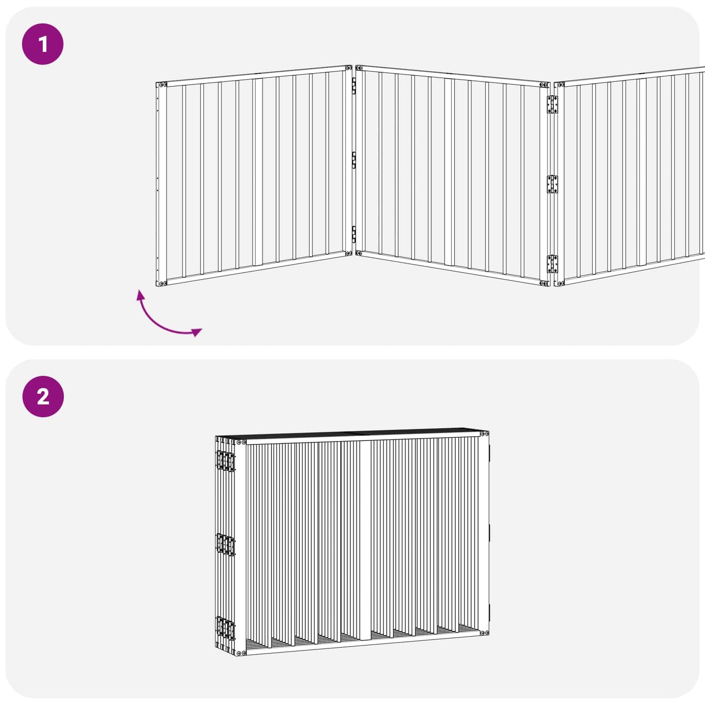 Hondenhek 8 pcs Zwart 80 x 60 cm Gegalvaniseerd staal