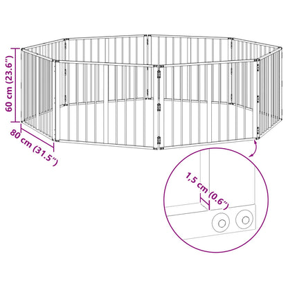 Hondenhek 8 pcs Zwart 80 x 60 cm Gegalvaniseerd staal