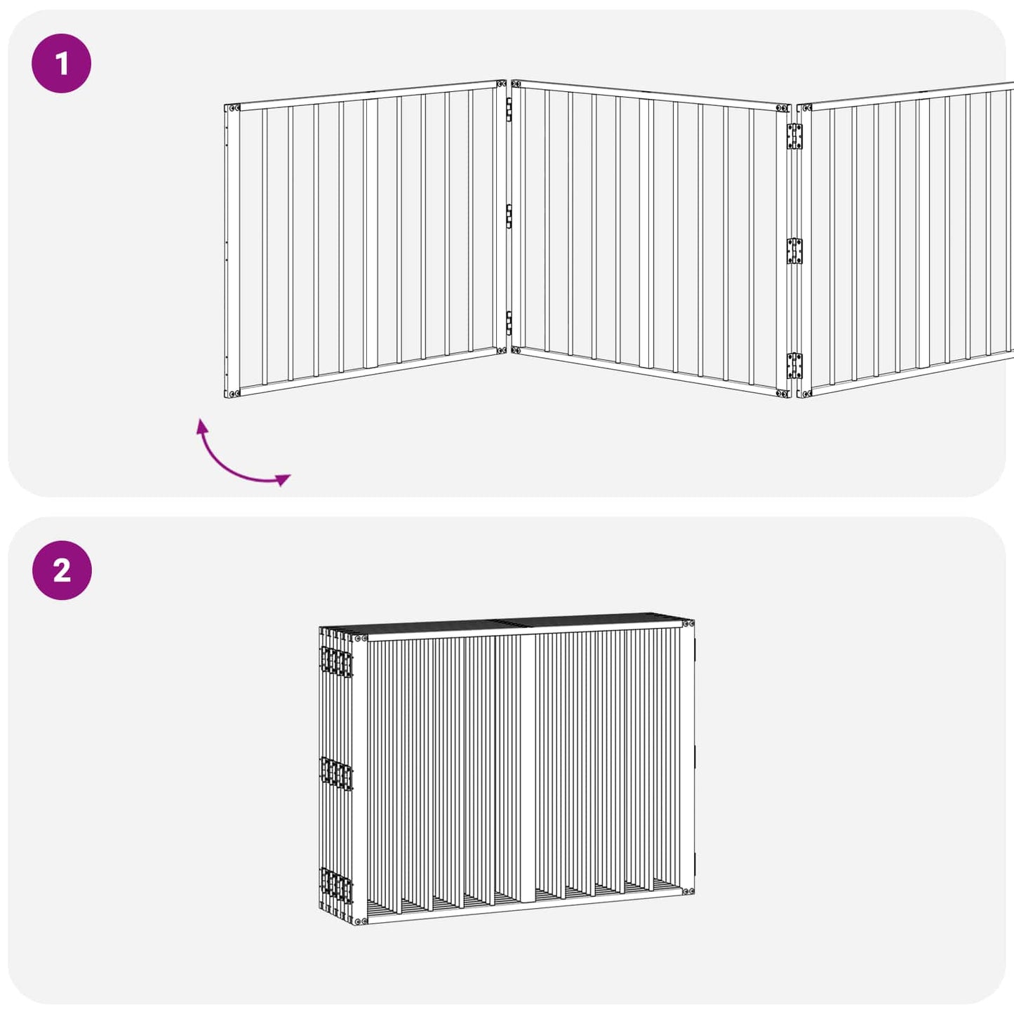 Hondenhek 10 pcs Zwart 80 x 60 cm Gegalvaniseerd staal