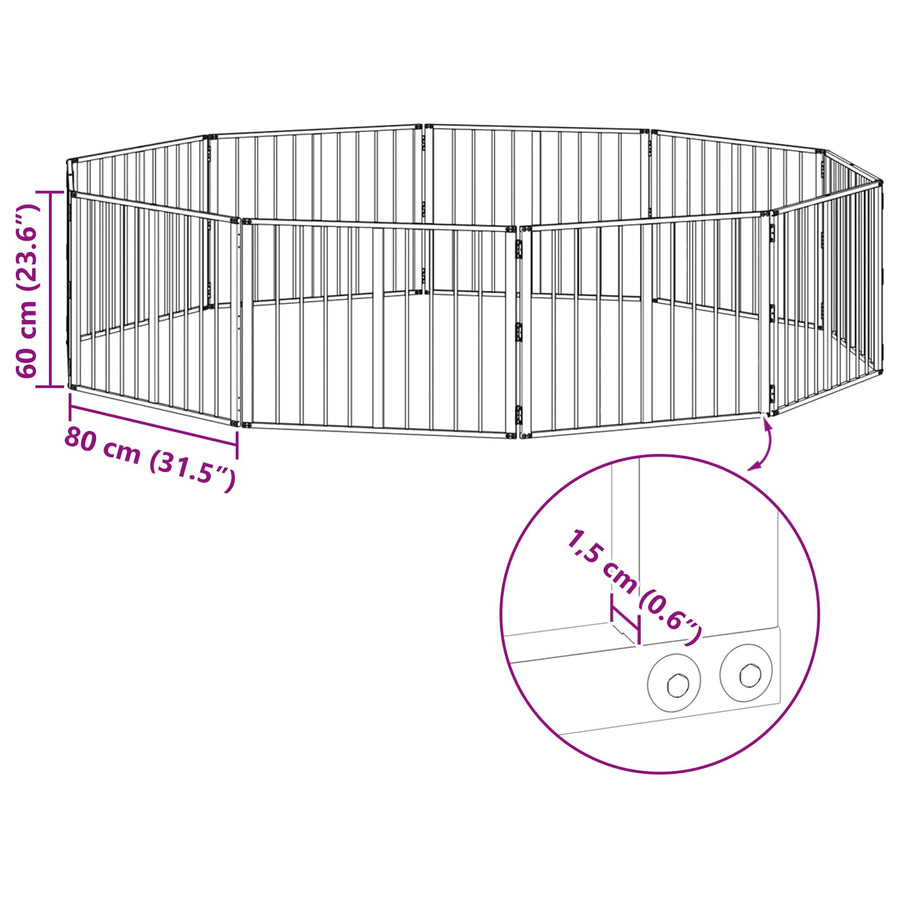 Hondenhek 10 pcs Zwart 80 x 60 cm Gegalvaniseerd staal